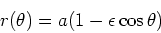 \begin{displaymath}
r(\theta)= a(1- \epsilon \cos\theta)
\end{displaymath}